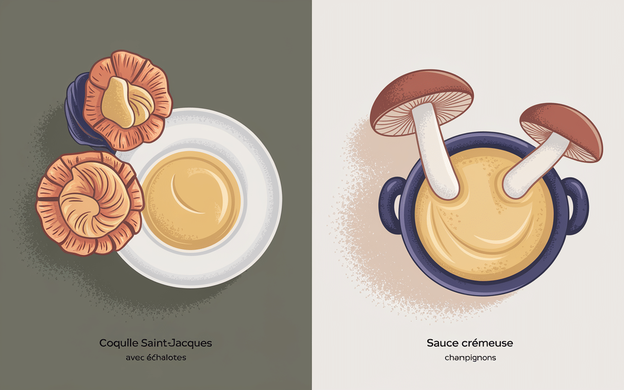 Tableau comparatif coquille Saint-Jacques beurre vs crème