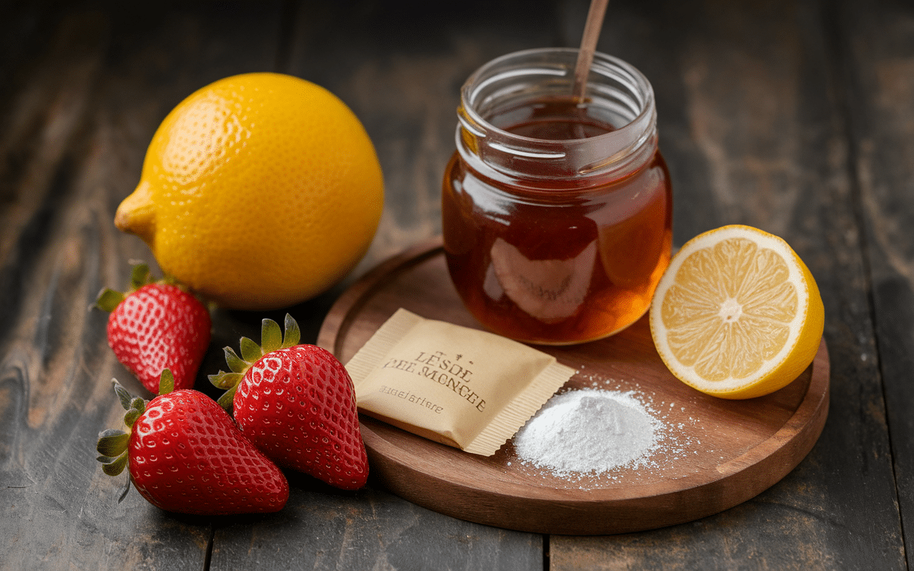 Ingrédients pour confiture de fraise allégée