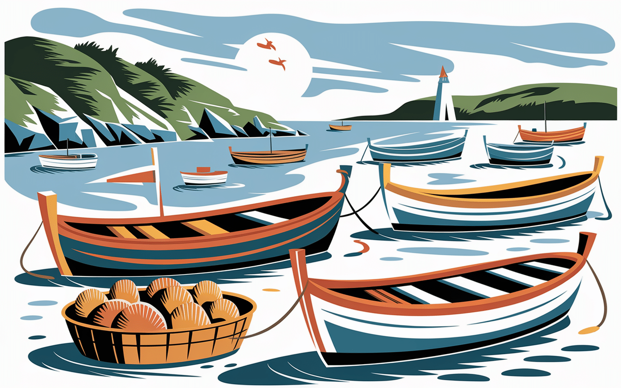 Port de pêche Bretagne Normandie coquilles