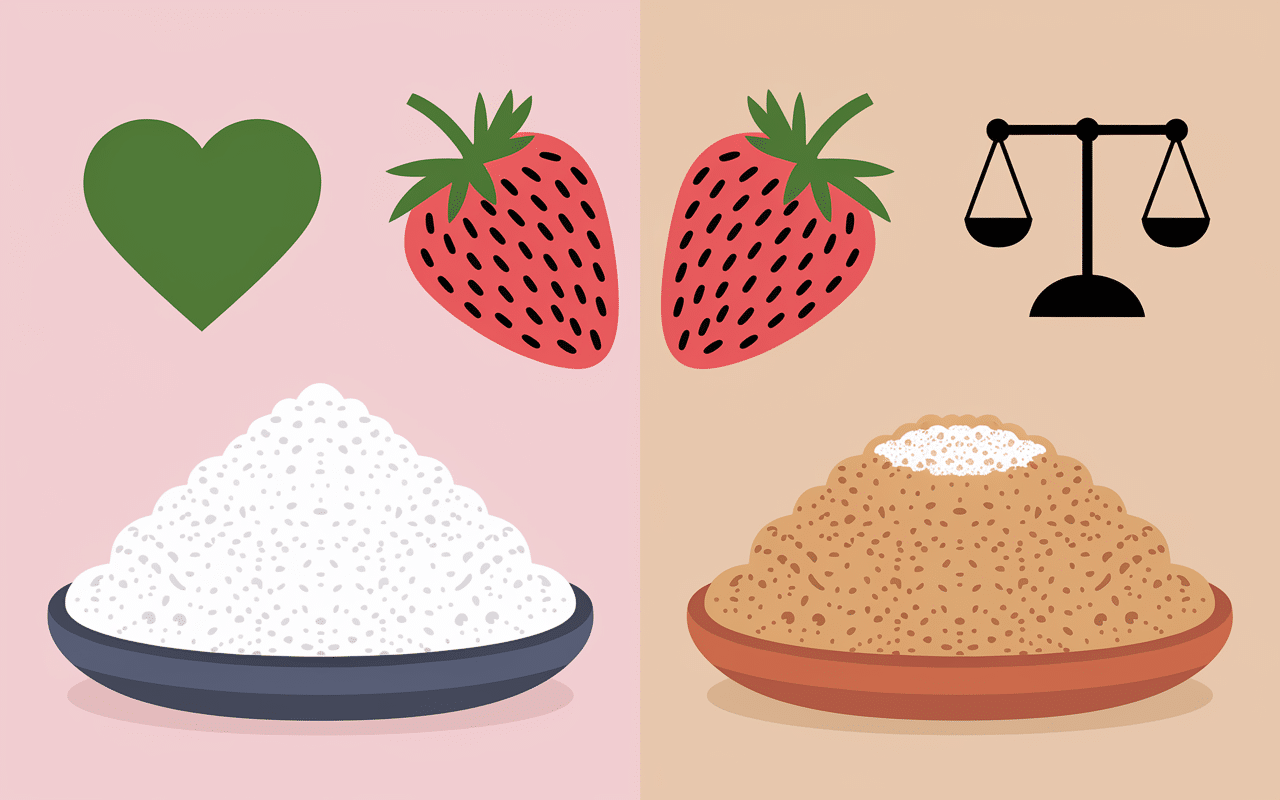 Comparaison sucre réduit et fraises fraîches