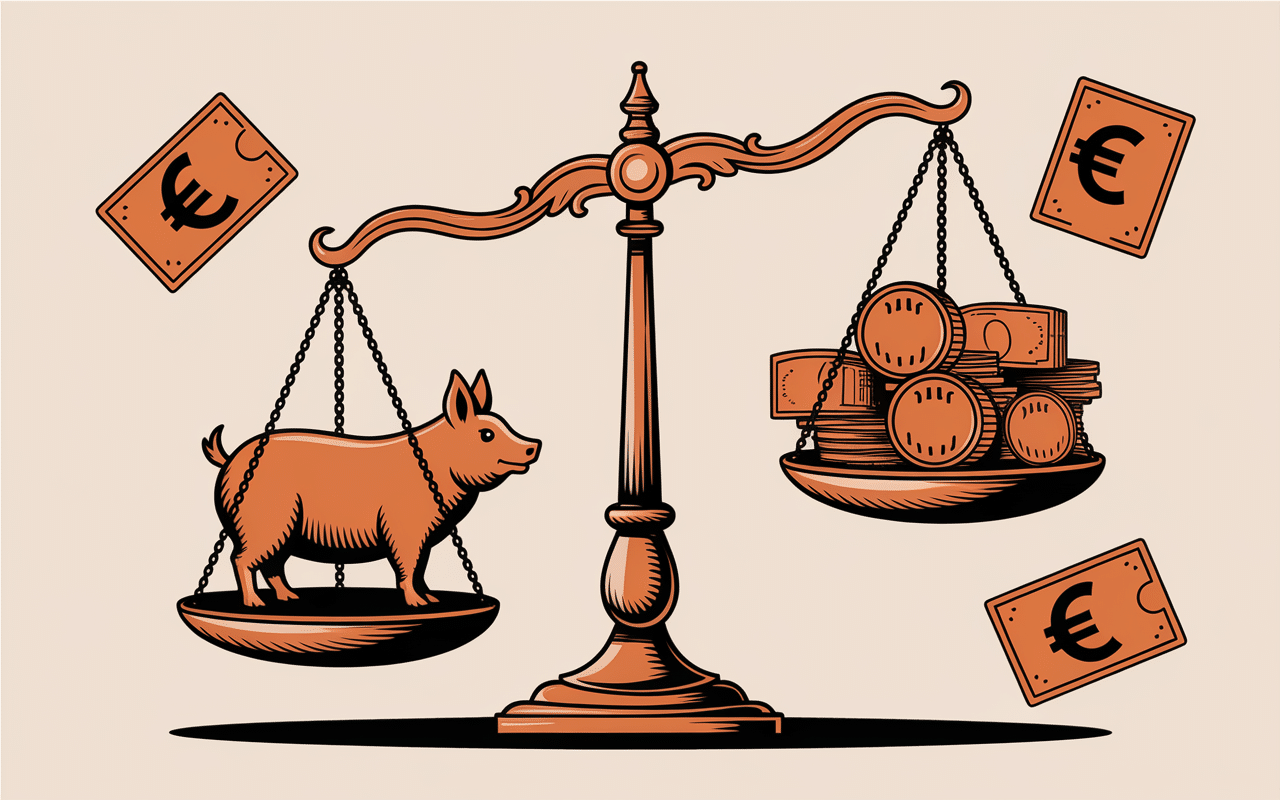Balance avec cochon et euros