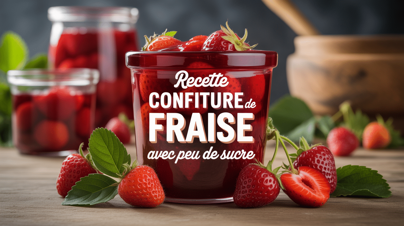 Confiture de fraise maison faible en sucre dans un pot