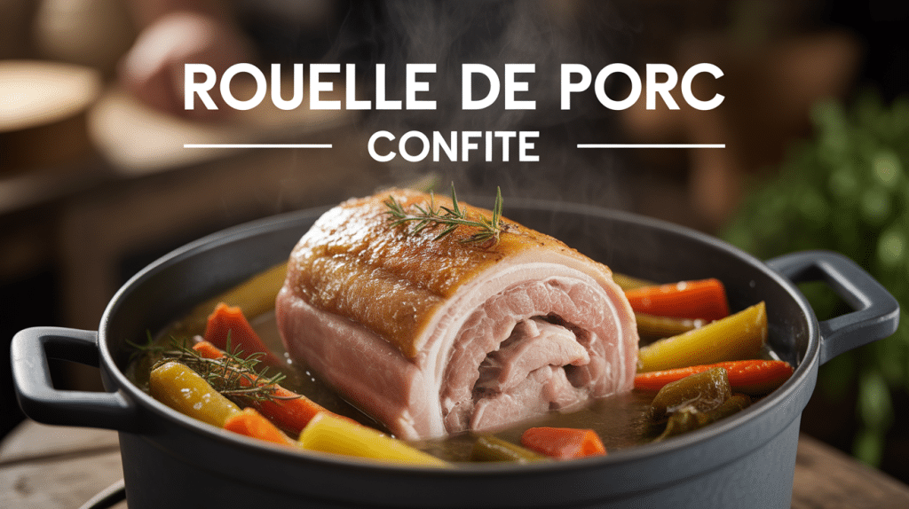 Rouelle de porc confite dans cocotte avec légumes