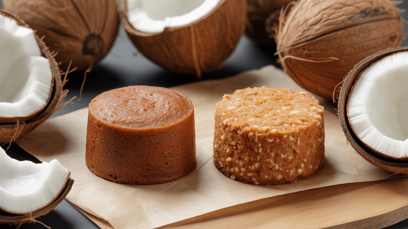 Deux gâteaux coco montrant la différence entre congolais et rocher coco