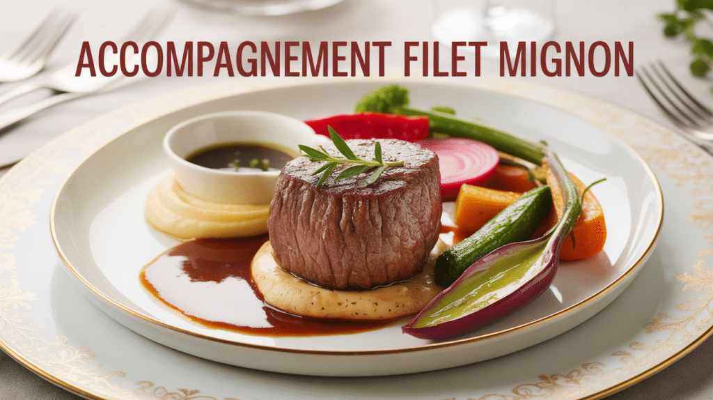 Accompagnement filet mignon avec légumes, purée et sauce