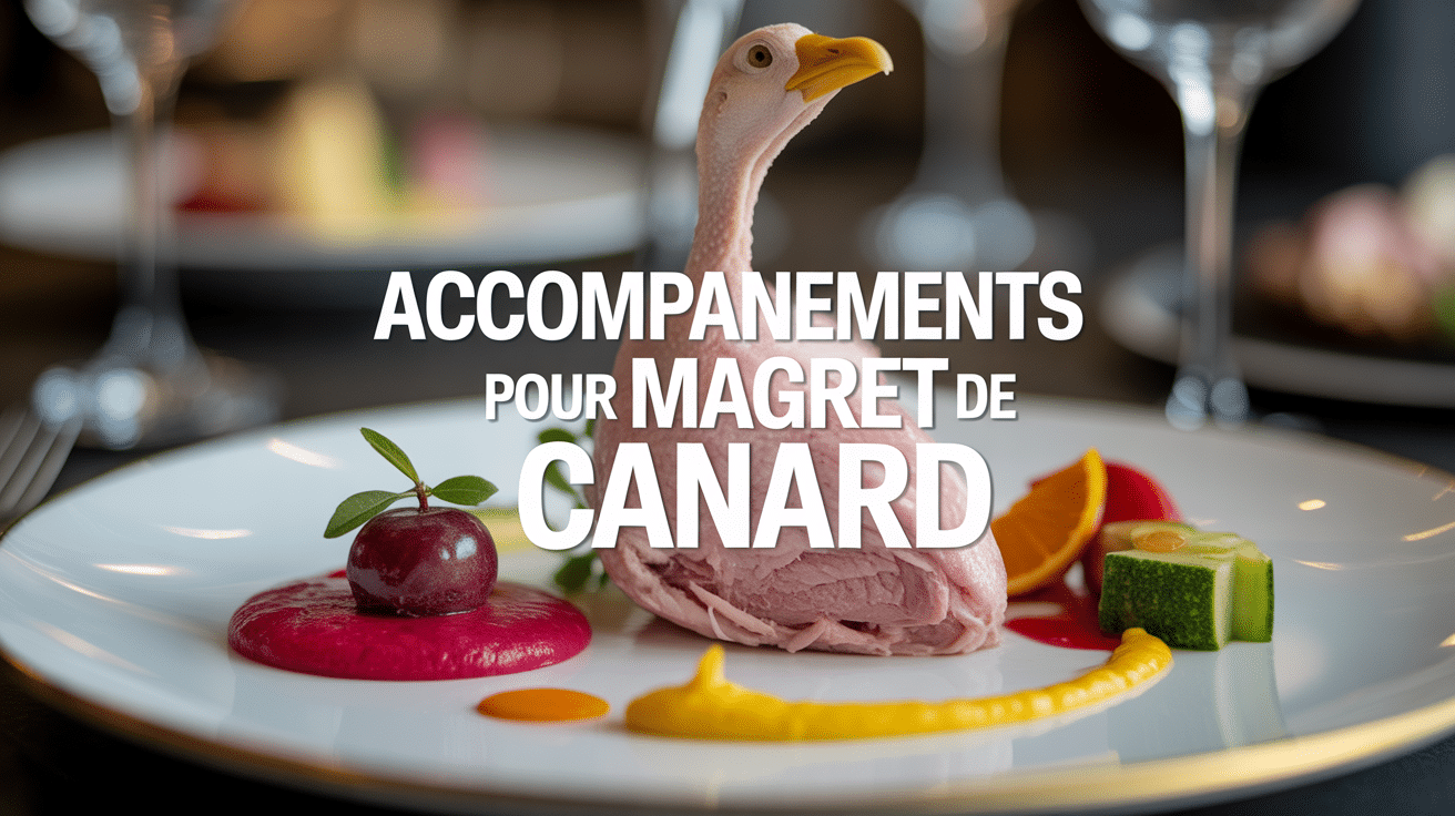 Assiette accompagnement magret de canard purée légumes fruits