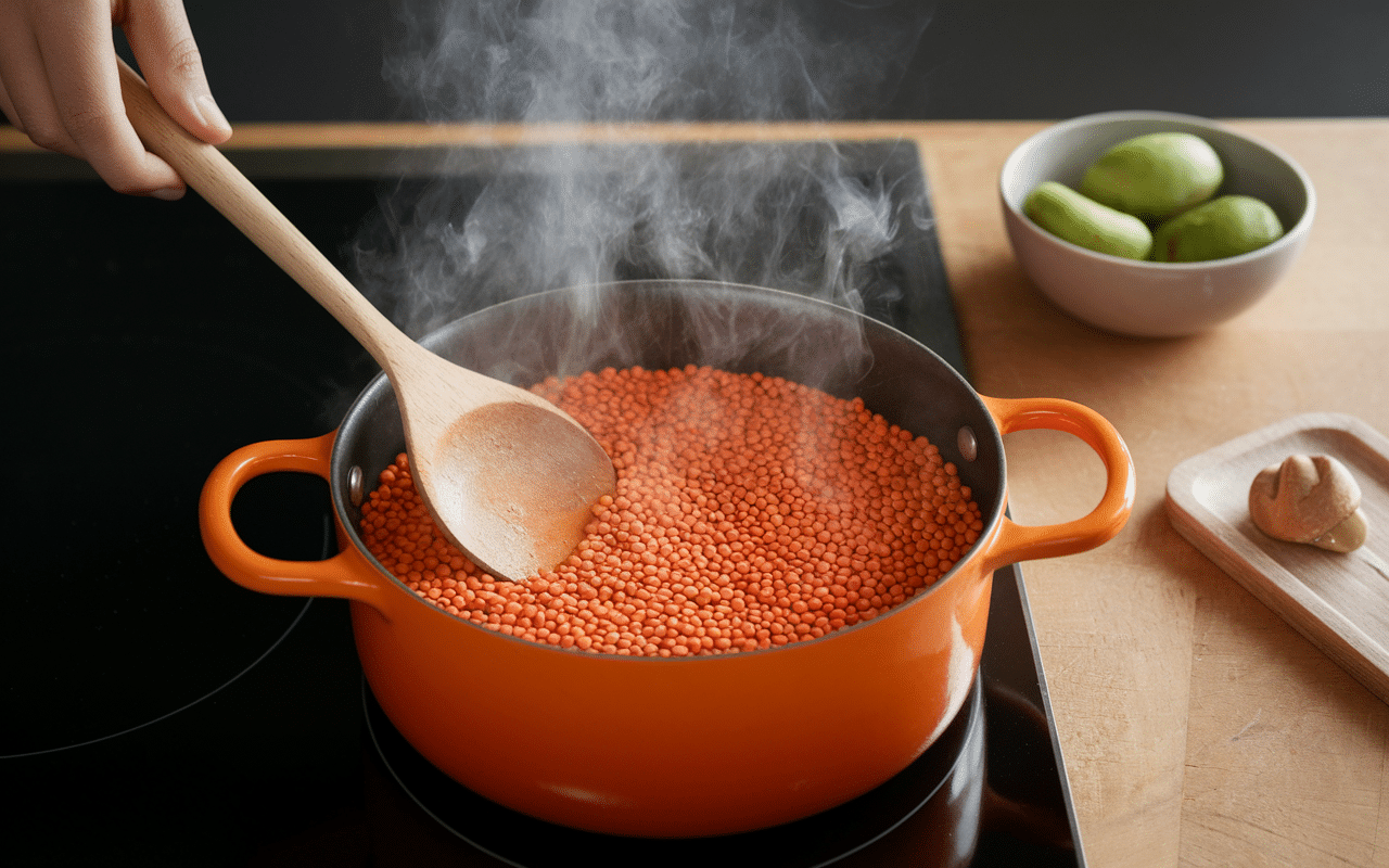 cuisson lentilles corail casserole minuteur