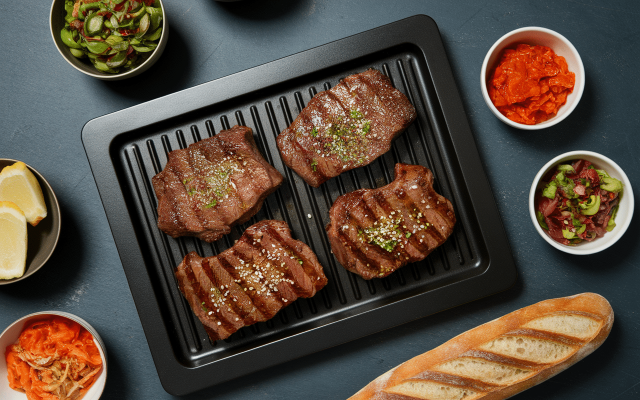 Grill shinla galbi côte de bœuf marinée accompagnements