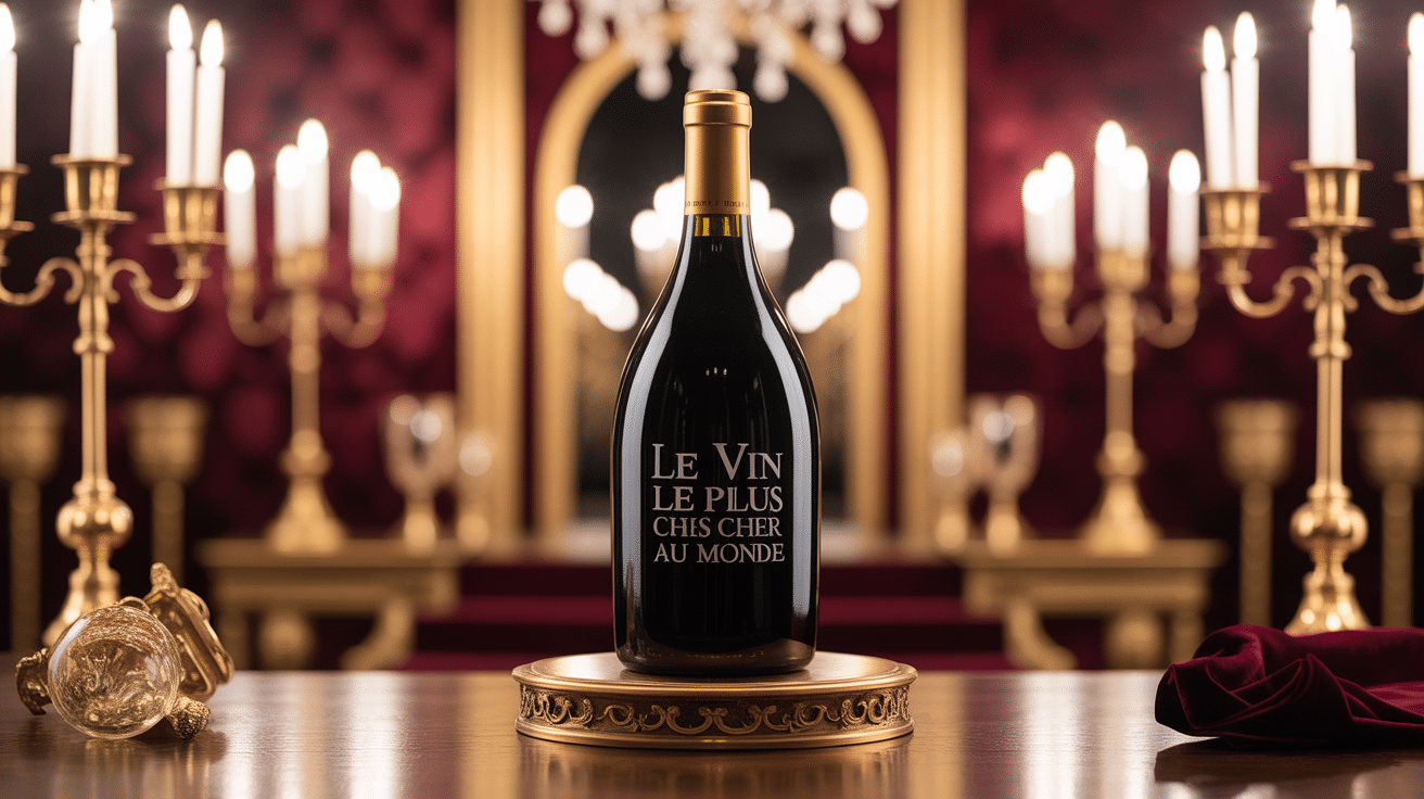 vin le plus cher au monde sur piédestal doré luxe