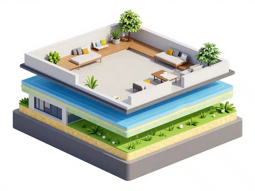 diagramme conceptuel toit terrasse maison accessible non accessible végétalisé