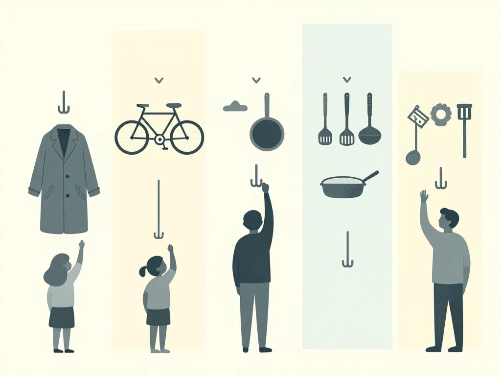 Crochet mural adapté à vêtements, vélo, ustensiles