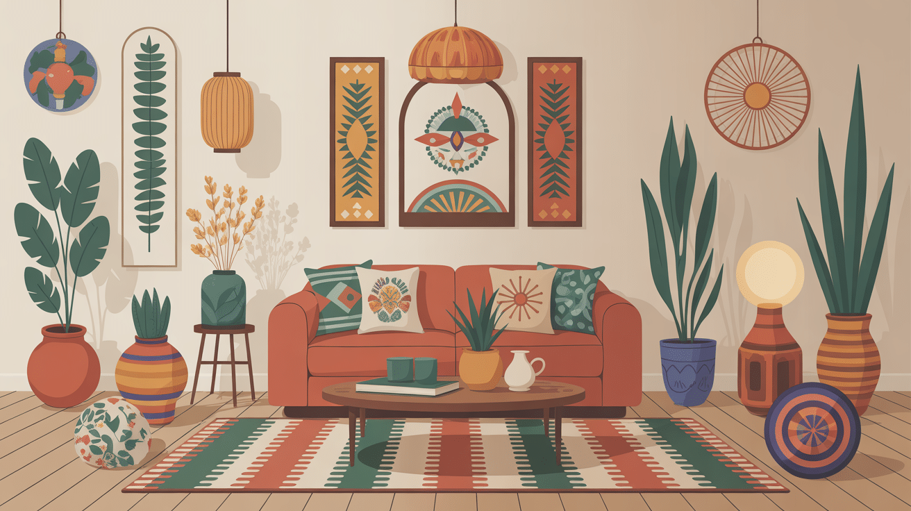 deco mexicaine ambiance salon coloré et chaleureux