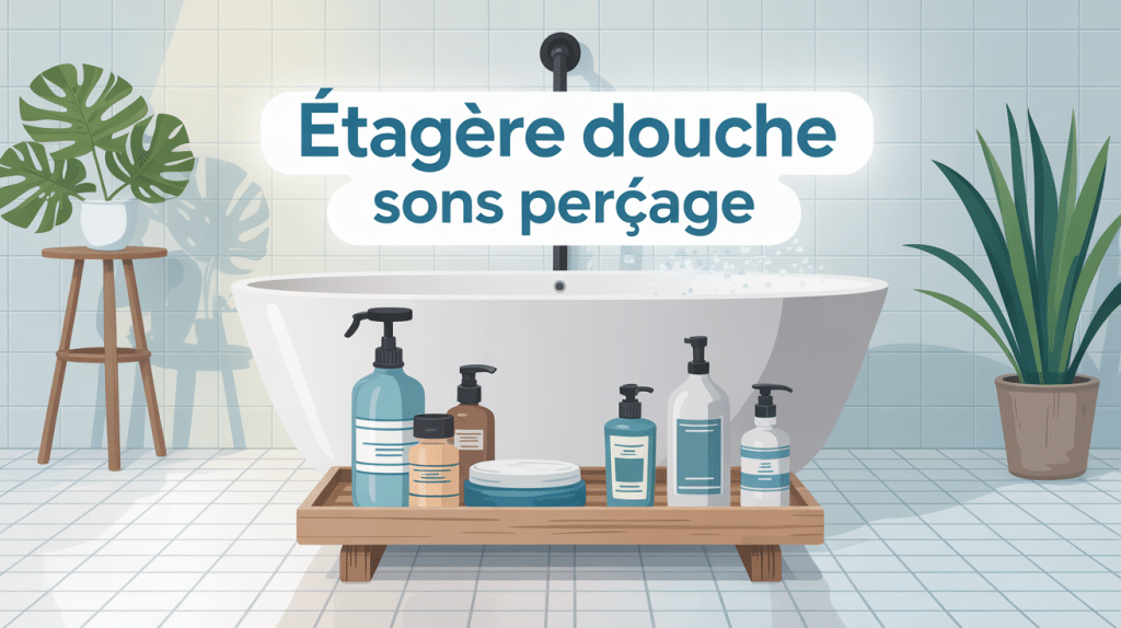 etagere douche sans percage sur carrelage brillant