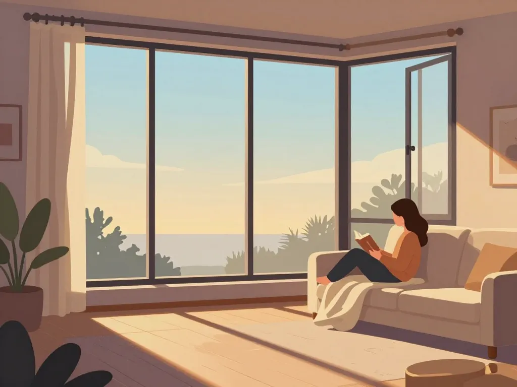 Salon lumineux exposition nord ouest ombres chaudes