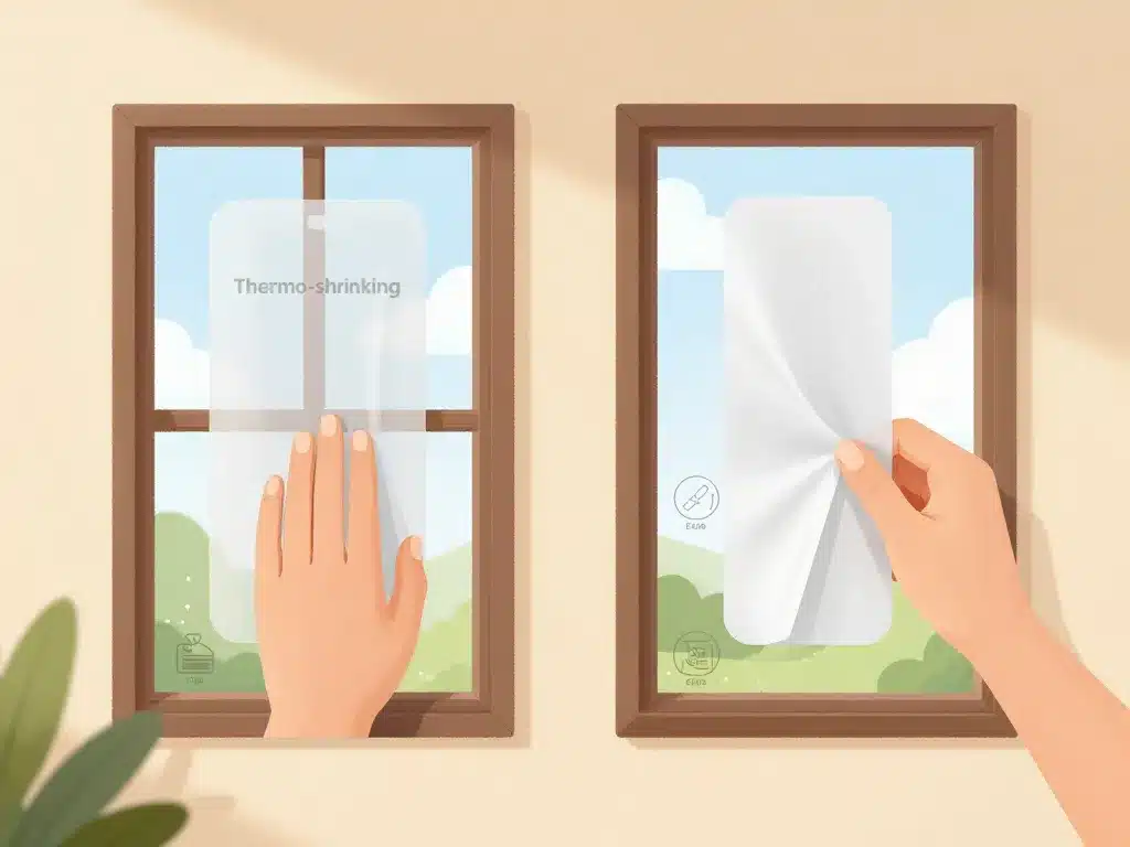 film anti froid fenetre comparatif thermo-rétractable et adhésif