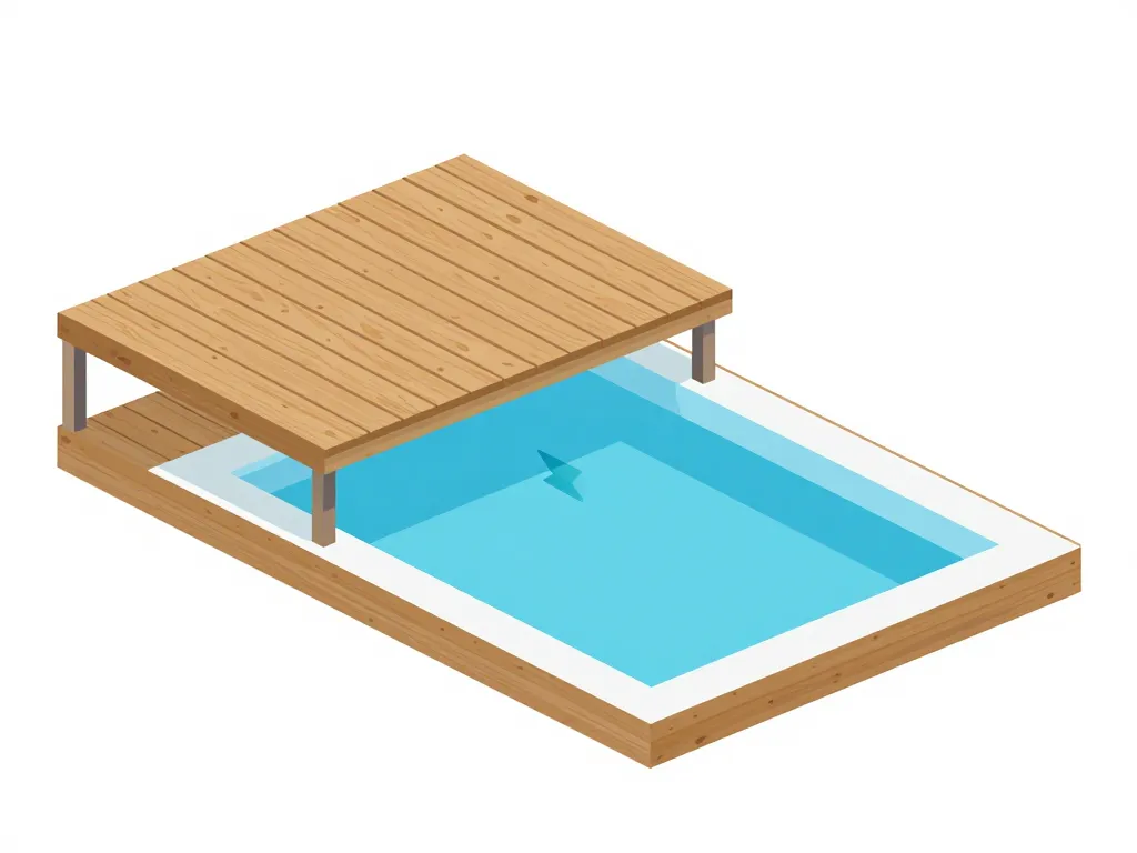 Schéma technique piscine sur terrasse bois, charges et structure