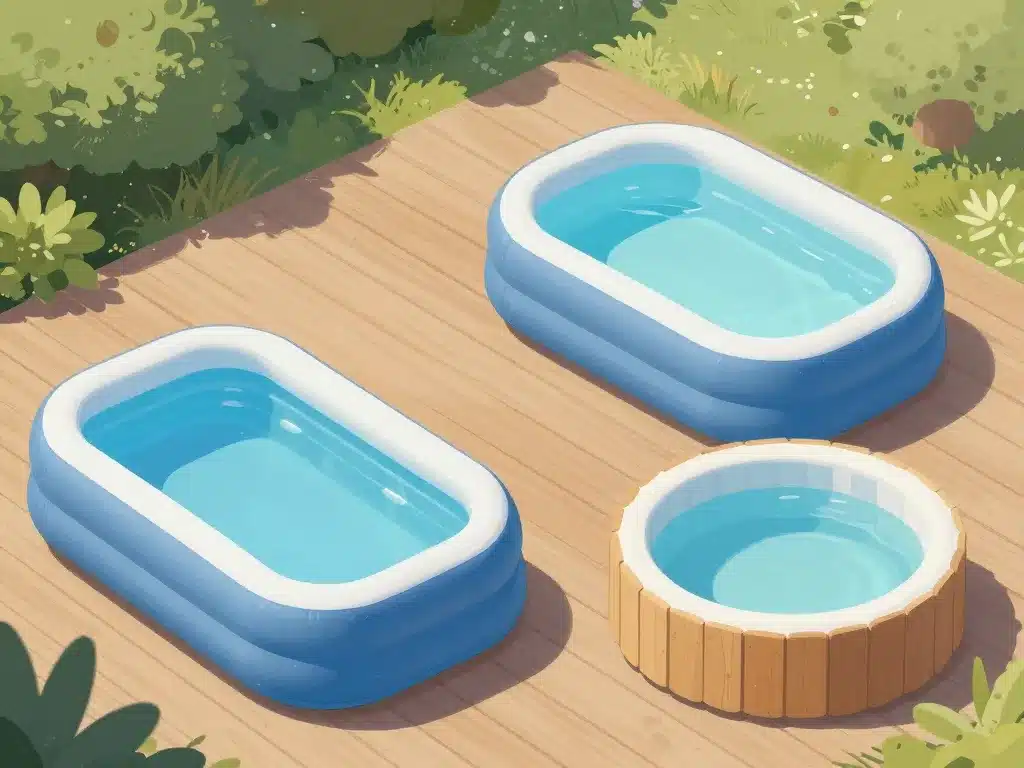 Différents types de piscine sur terrasse bois illustrés