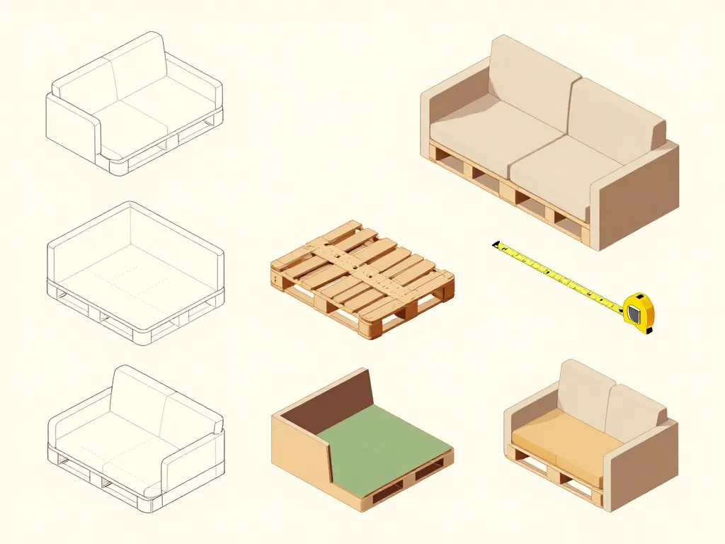 Diagramme dimensions canapé en palette maison
