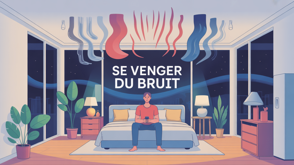illustration se venger du bruit appartement du dessus ambiance nocturne