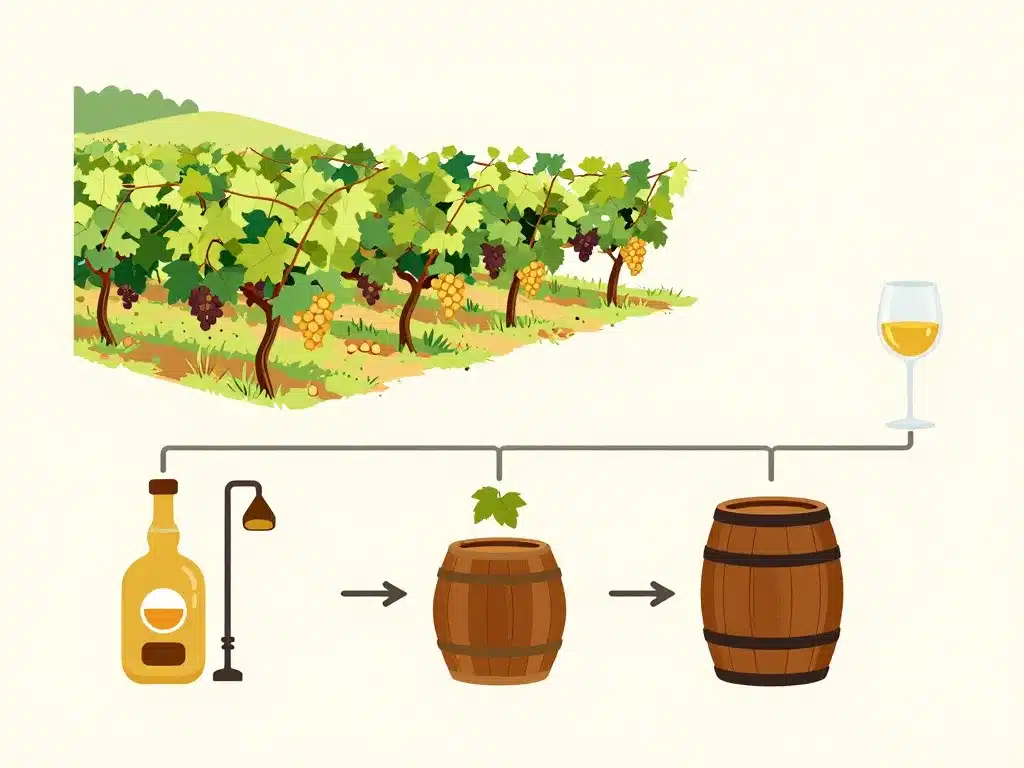 Schéma armagnac terroir cépages distillation verre