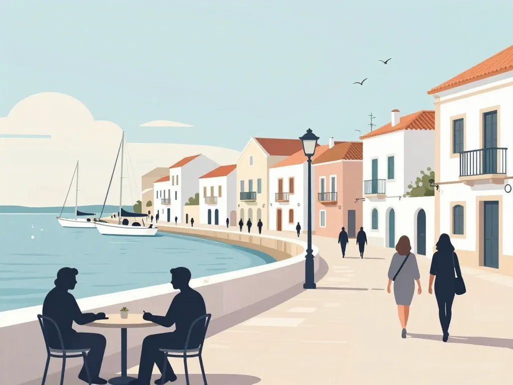 Scène de vie locale et Ria Formosa à Faro Portugal