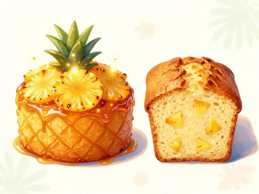 gateau ananas versions renversé et classique côte à côte