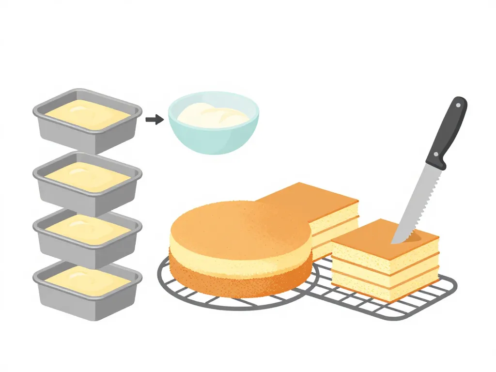 Schéma étapes préparer cuire découper couches layer cake