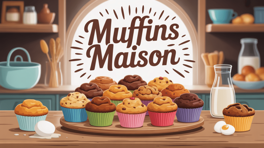 Plateau de muffins maison colorés sortant du four