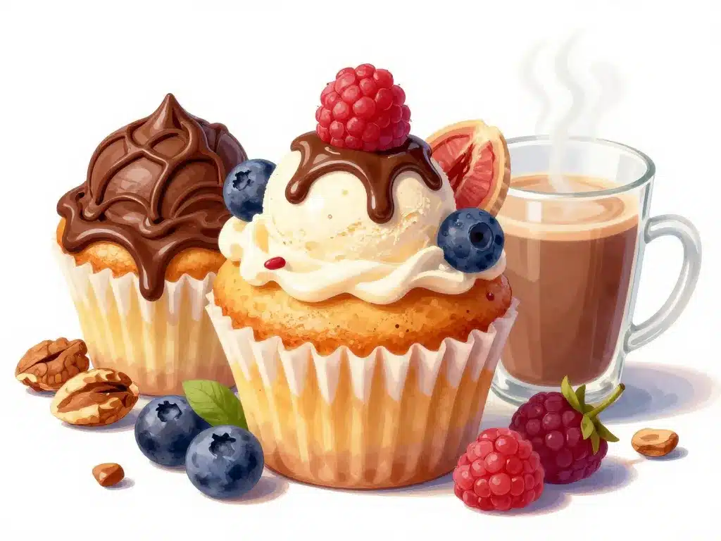 mug cake chocolat avec toppings créatifs et boisson chaude