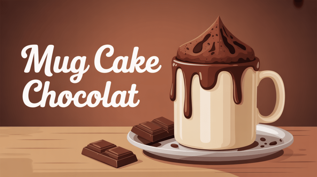 mug cake chocolat fondant sur table cosy