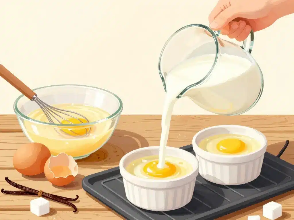etapes recette creme aux oeufs au four