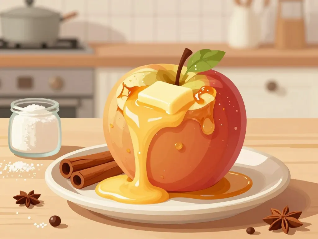 Pomme au four moelleuse garnie beurre cannelle