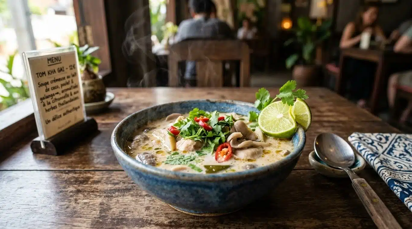 Bol de soupe thaï au lait de coco Tom Kha Gai