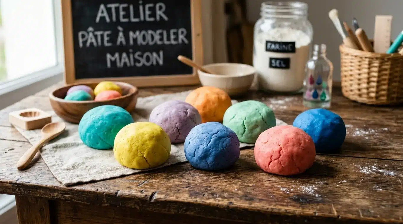 Pâte à modeler maison colorée et souple prête à l'emploi