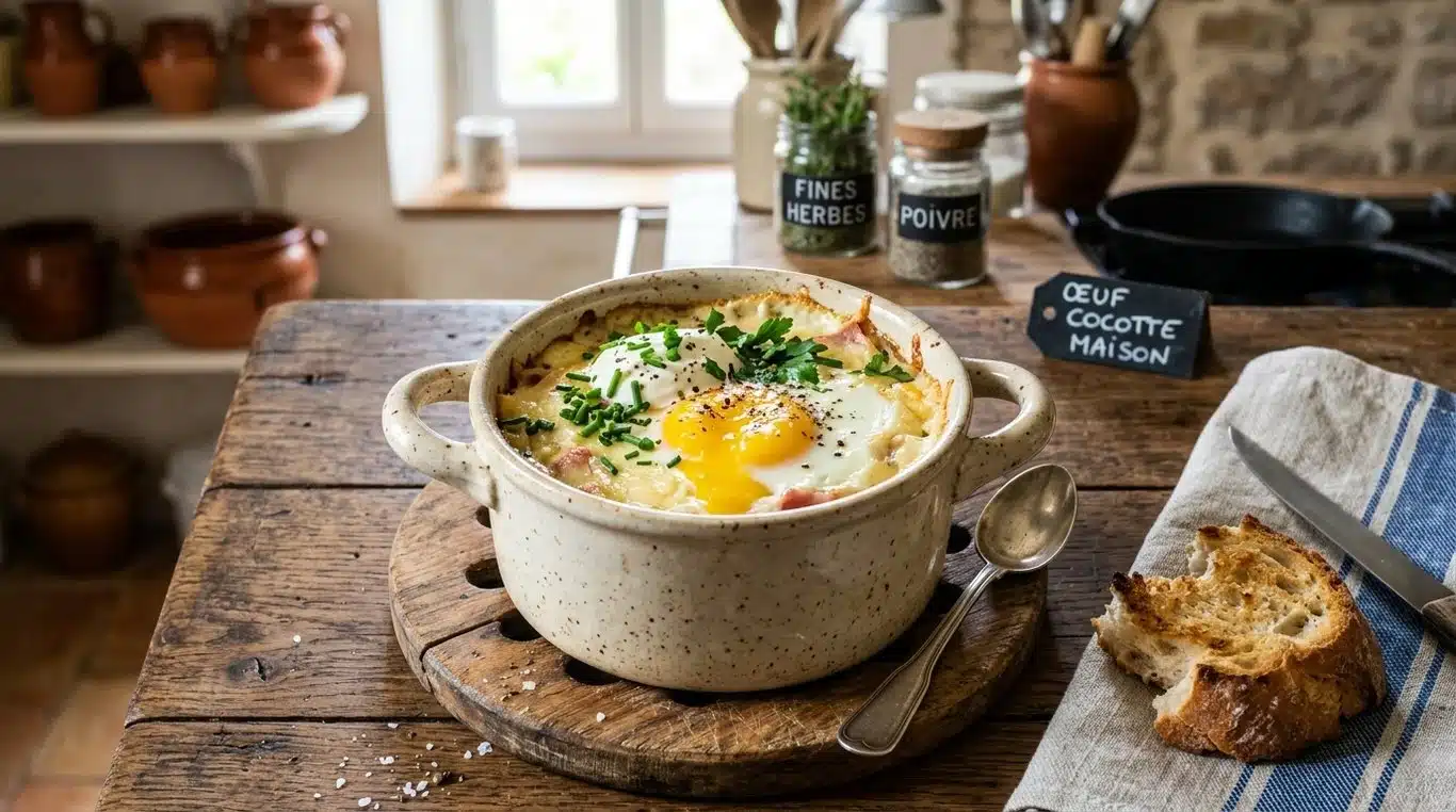 Œuf cocotte gourmand et crémeux