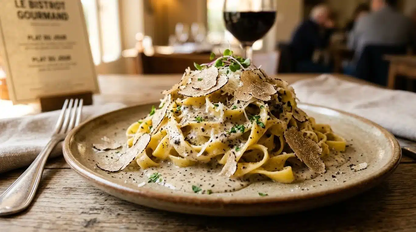 Sauce à la truffe onctueuse sur des tagliatelles fraîches