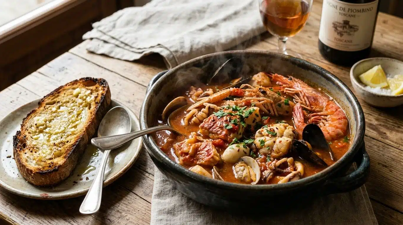 Cacciucco alla piombinese, une soupe de poisson traditionnelle de Piombino