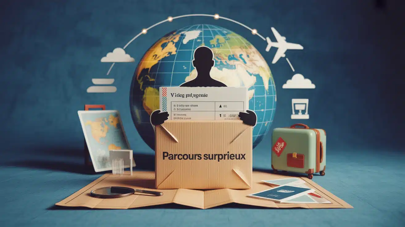 Illustration parcours surprise : voyageur recevant un billet mystérieux