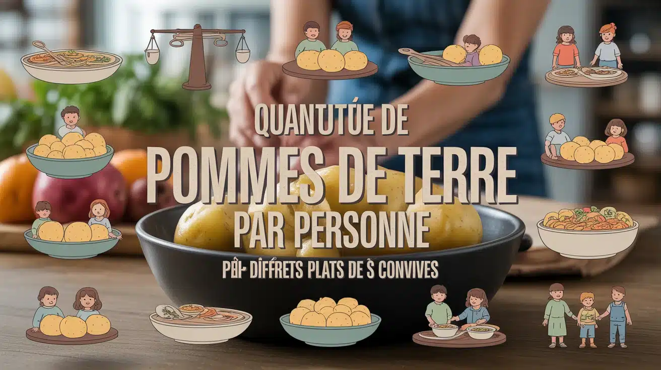 illustration vectorielle quantité de pommes de terre par personne avec plats et convives