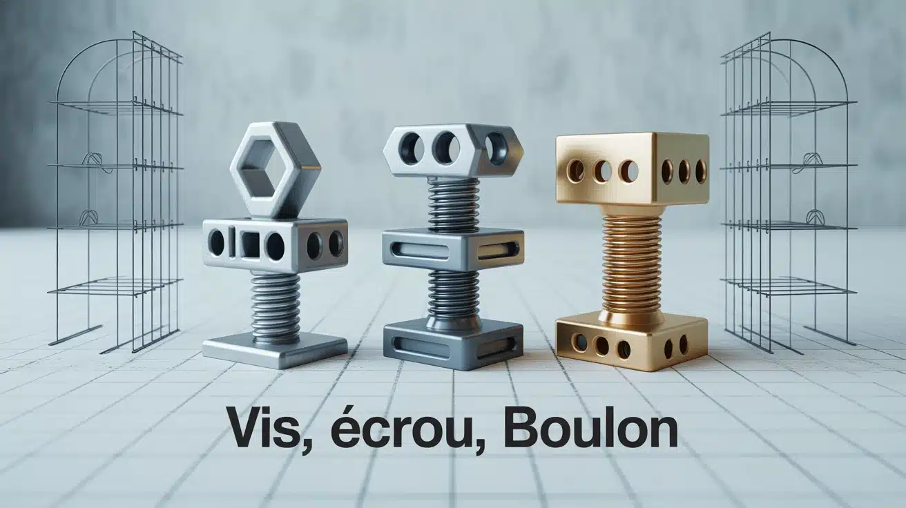 Illustration vis, écrou, boulon et compatibilité des fixations