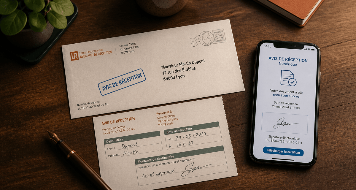avis de réception lettre recommandée et numérique