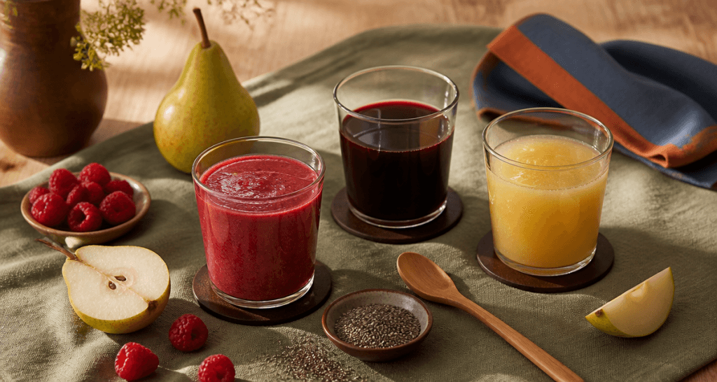 Boisson riche en fibre smoothie pruneau poire
