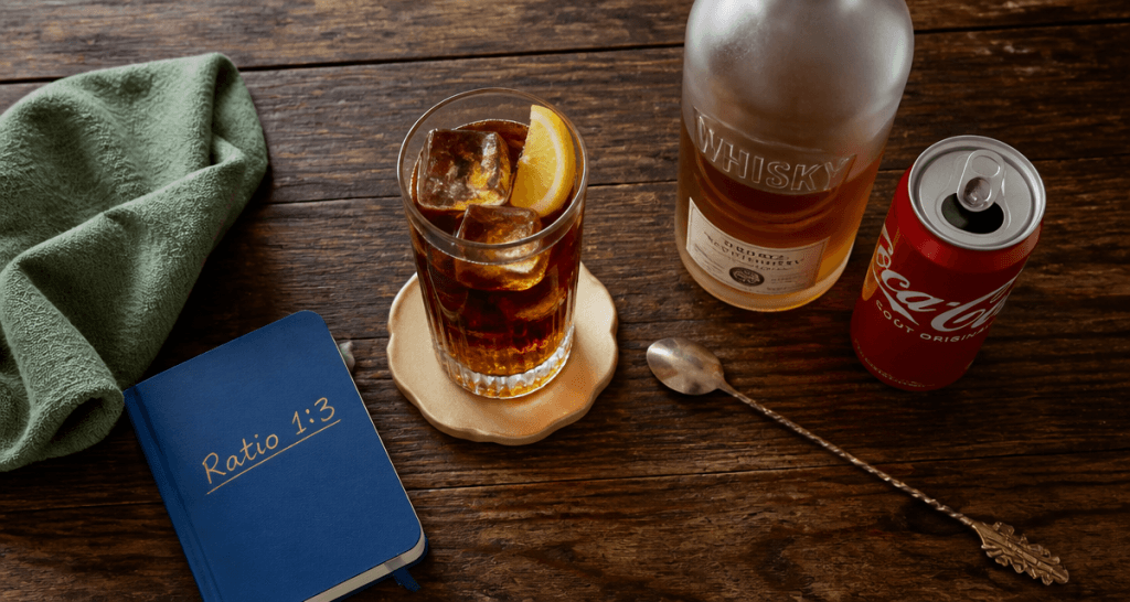 dose whisky coca verre highball citron glaçons