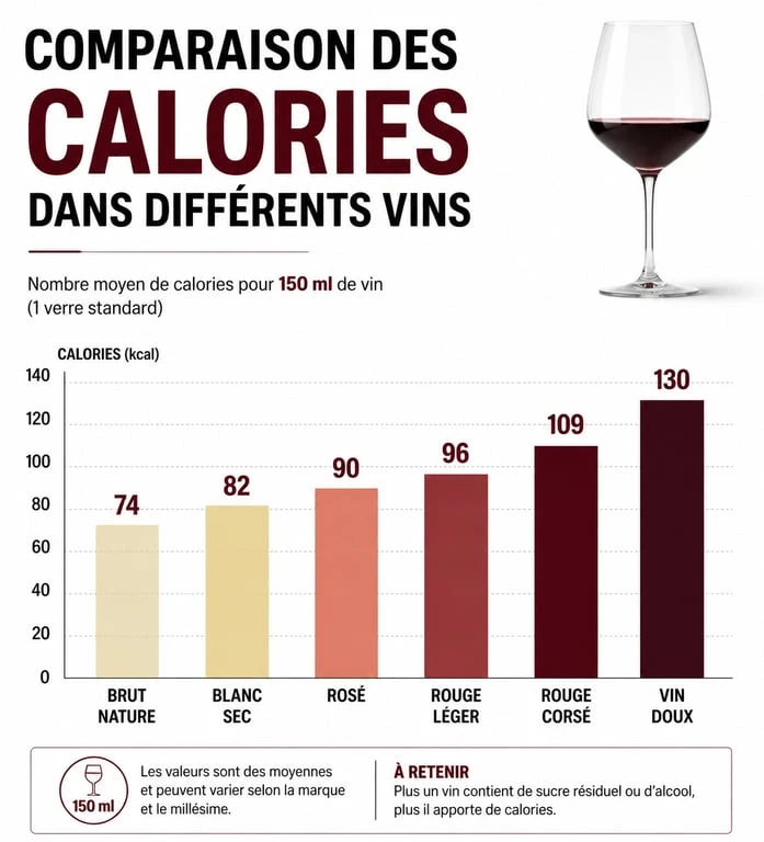 Infographie comparative des calories par type de vin