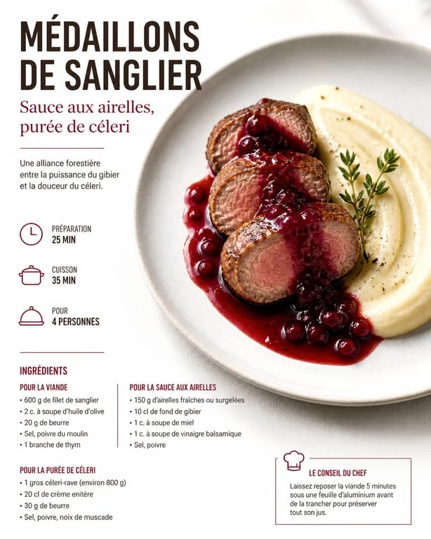 Recette filet de sanglier à la poêle avec sauce aux airelles