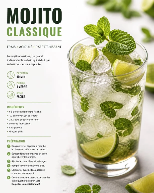Recette mojito alcool principal rhum blanc