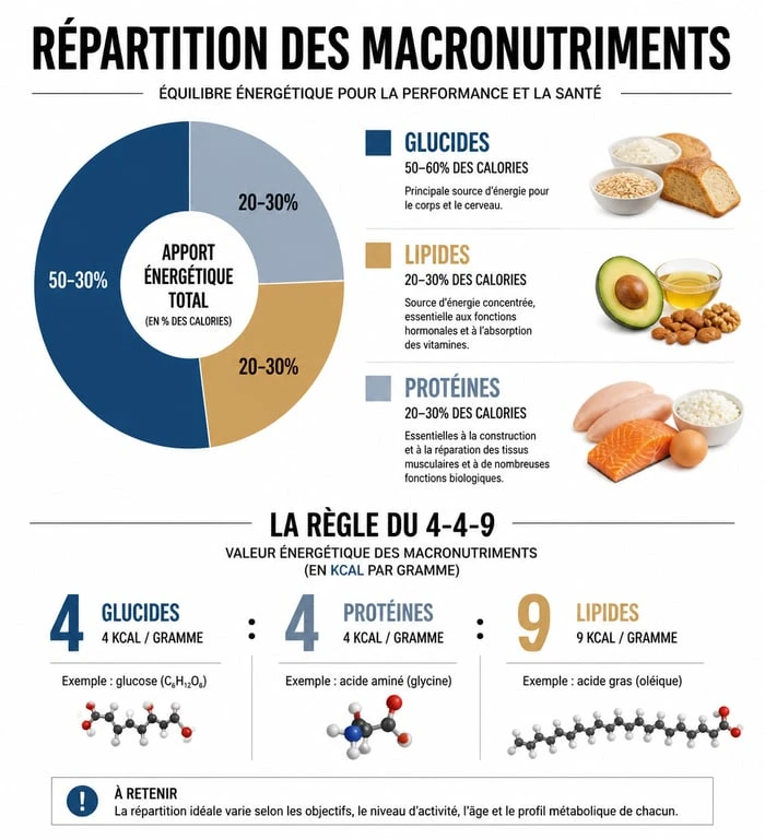 Infographie sur la composition nutritionnelle et le tableau glucide lipide proteine