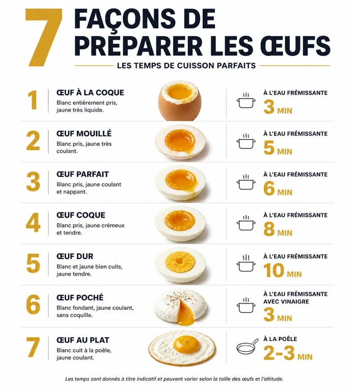 Infographie des 7 façons de faire les œufs pour le jeu Top 7