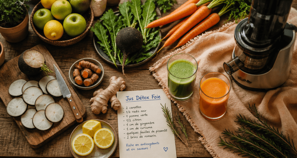 jus detox pour le foie avec ingrédients frais