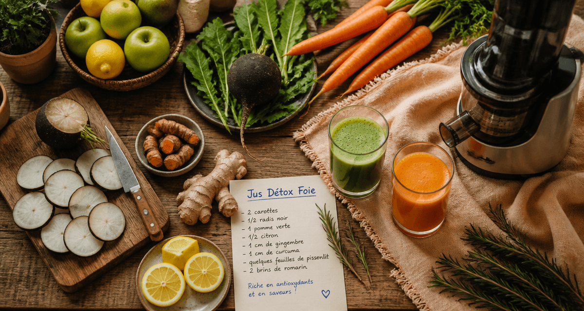 jus detox pour le foie avec ingrédients frais
